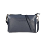 RB2003D | Genuine full-grain leather shoulder/wrist bag, dollar/light grain. Removable shoulder strap and handle. Blue color. Dimensions: 22 x 14 x 2.5 cm. Packaging: Non-Woven Fabric Bag-0