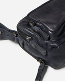 STITCH & HIDE WASHED LEATHER FITZROY CROSSBODY/SHOULDER BAG INDIGO - FREE WALLET POUCH