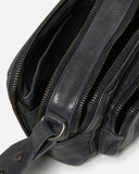STITCH & HIDE WASHED LEATHER FITZROY CROSSBODY/SHOULDER BAG INDIGO - FREE WALLET POUCH