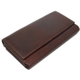Floto Leather Roma Italian Continental Wallet Dark Brown