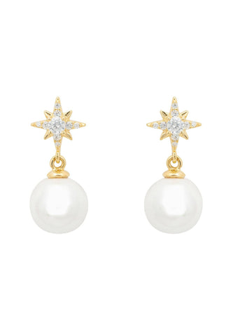 Latelita London Polaris North Star Pearl Earrings Gold