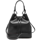 Floto Leather Milano Bucket Shoulder Bag Black