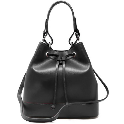 Floto Leather Milano Bucket Shoulder Bag Black