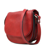 Floto Leather Chianti Crossbody Saddle Bag Tuscan Red