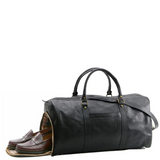 Floto Leather Lugano Italian Weekender with Shoe Compartment Black