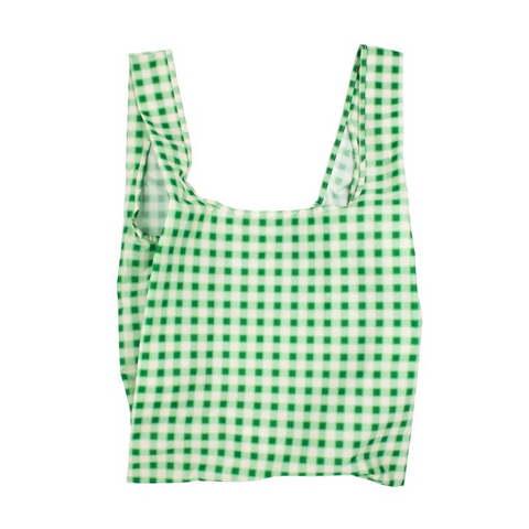 KIND Reusable Shopping Tote Bag Medium Blurred Plaid Green