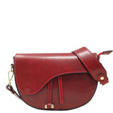 Floto Leather Cavalla Shoulder Crossbody Saddle Bag Tuscan Red