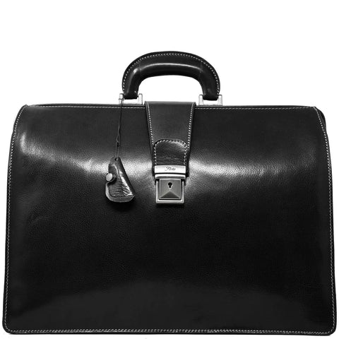 Floto Leather Ciabatta Briefcase Black