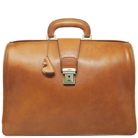 Floto Leather Ciabatta Briefcase Tobacco Brown