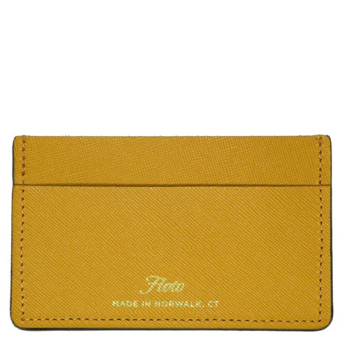 Floto Leather Sono Wide Card Wallet Saffiano Yellow