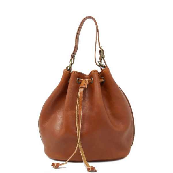 FLOTO Leather Chianti Mini Bucket Bag Tobacco Brown