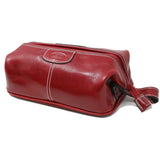Floto Leather Venezia Dopp Toiletries Kit Tuscan Red