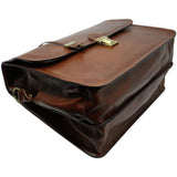 Floto Leather Duomo Briefcase Olive Honey Brown