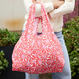 KIND Reusable Shopping Tote Bag Medium Abstract Flowers Red