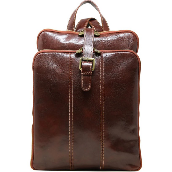 Floto Leather Venezia Knapsack Backpack Olive Vecchio Brown