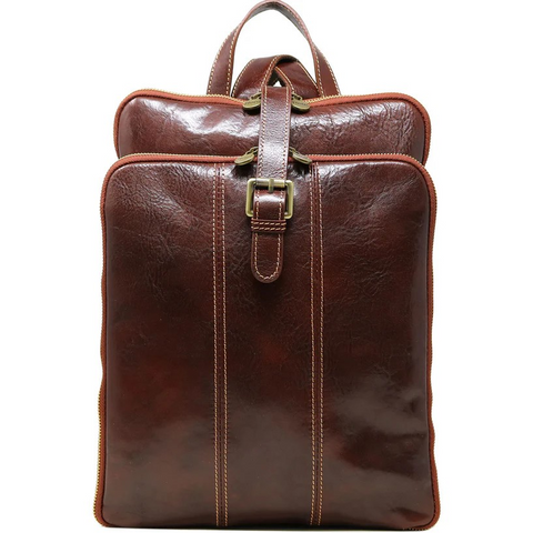 Floto Leather Venezia Knapsack Backpack Olive Vecchio Brown