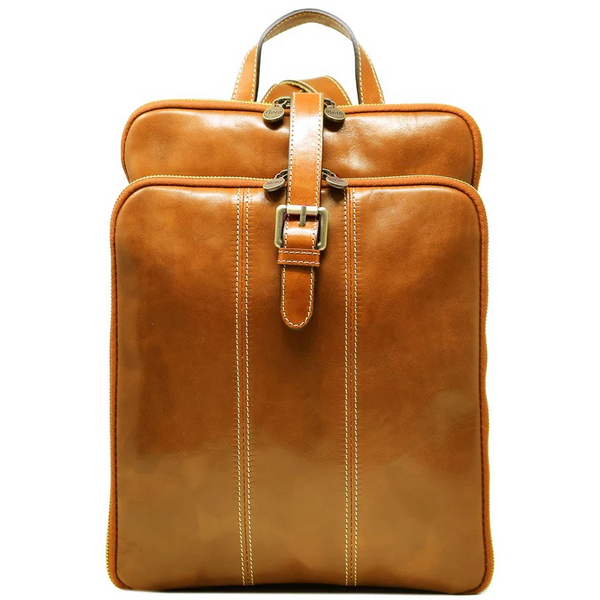 Floto Leather Venezia Knapsack Backpack Olive (Honey) Brown