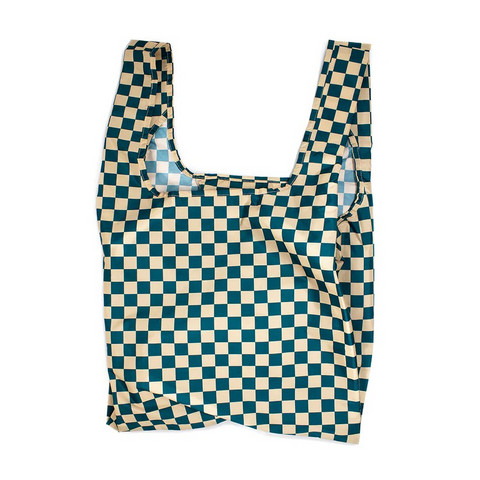 KIND Reusable Shopping Tote Bag Medium Checkerboard Teal