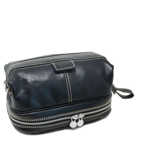 Floto Leather Positano Travel Kit Black