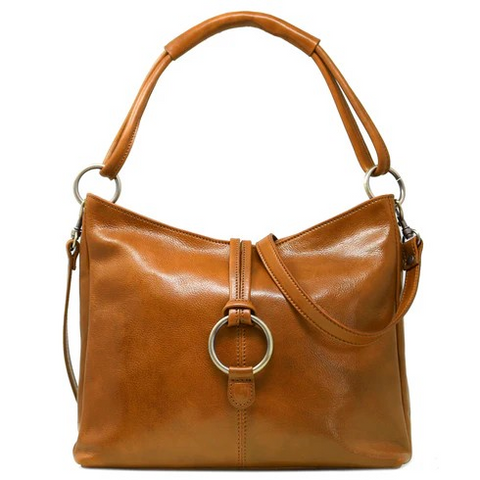 Floto Leather Tavoli Tote Shoulder Bag Olive (Honey) Brown