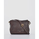 COBB & CO Kenmore Leather Flap Crossbody Bag Chocolate Brown