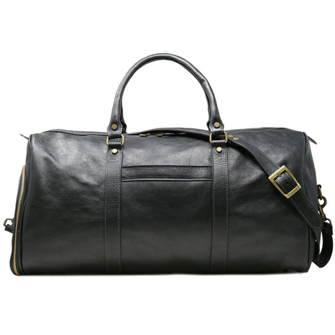 Floto Leather Lugano Italian Weekender with Shoe Compartment Black