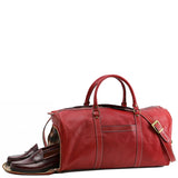 Floto Leather Lugano Italian Weekender with Shoe Compartment Red