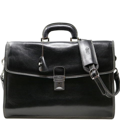 Floto Leather Milano Briefcase Black