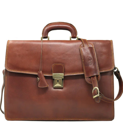 Floto Leather Milano Briefcase Vecchio Brown