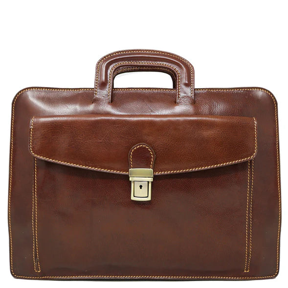 Floto Leather Milano Laptop Sleeve Briefcase Vecchio Brown
