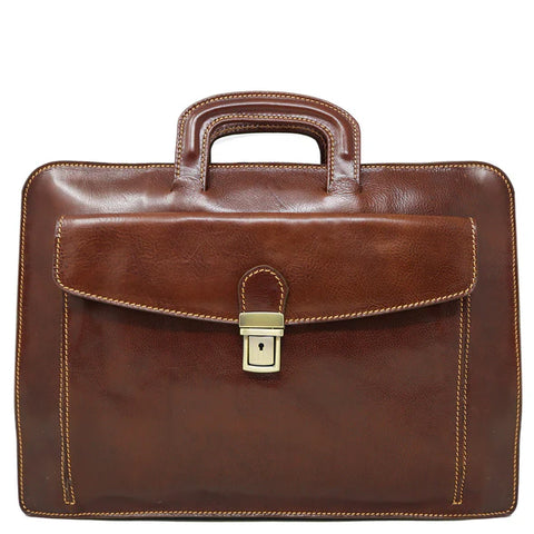 Floto Leather Milano Laptop Sleeve Briefcase Vecchio Brown