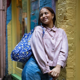 KIND Reusable Shopping Tote Bag Medium Abstract Flowers Blue