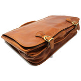 Floto Leather Piazza Messenger Briefcase Tobacco Brown