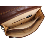 Floto Leather Piazza Messenger Briefcase Tobacco Brown