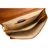 Floto Leather Piazza Messenger Briefcase Tobacco Brown