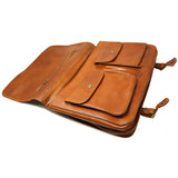 Floto Leather Piazza Messenger Briefcase Tobacco Brown