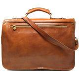 Floto Leather Piazza Messenger Briefcase Tobacco Brown