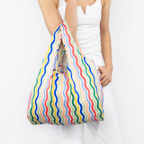 KIND Reusable Shopping Tote Bag Medium Rainbow Waves