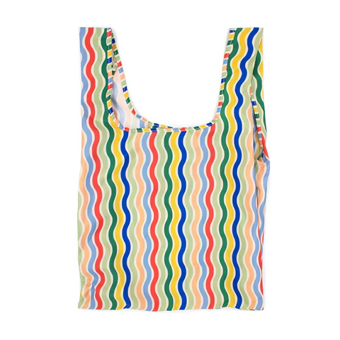 KIND Reusable Shopping Tote Bag Medium Rainbow Waves