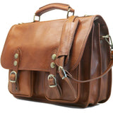 Floto Leather Poste Messenger Bag Briefcase Tobacco Brown