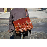 Floto Leather Poste Messenger Bag Briefcase Tobacco Brown
