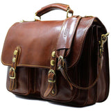 Floto Leather Poste Messenger Bag Briefcase Vecchio Brown