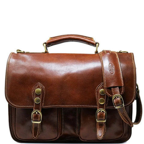 Floto Leather Poste Messenger Bag Briefcase Vecchio Brown
