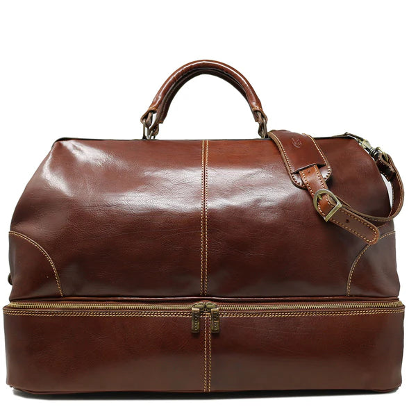 Floto Leather Positano Grande Duffle Bag Vecchio Brown