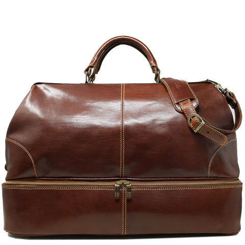 Floto Leather Positano Grande Duffle Bag Vecchio Brown