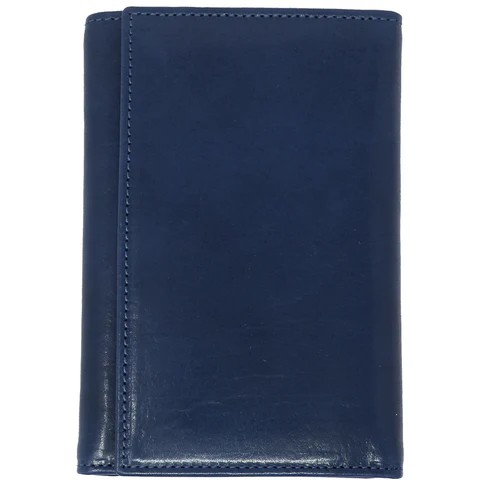 Floto Leather Venezia Long Tri-Fold Wallet Navy Blue