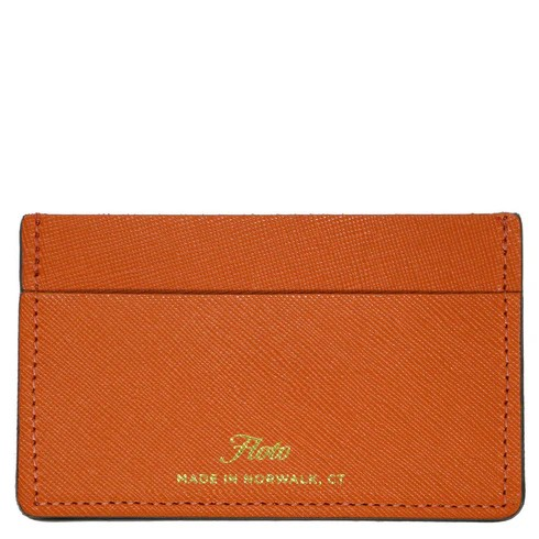 Floto Leather Sono Wide Card Wallet Saffiano Orange