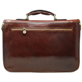 Floto Leather Roma Messenger Briefcase Wide Strap Vecchio Brown