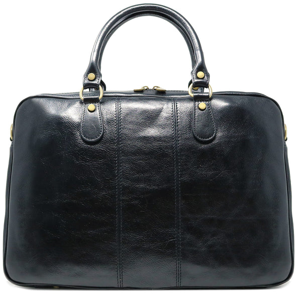 Floto Leather Venezia Slim Briefcase Laptop Bag Black