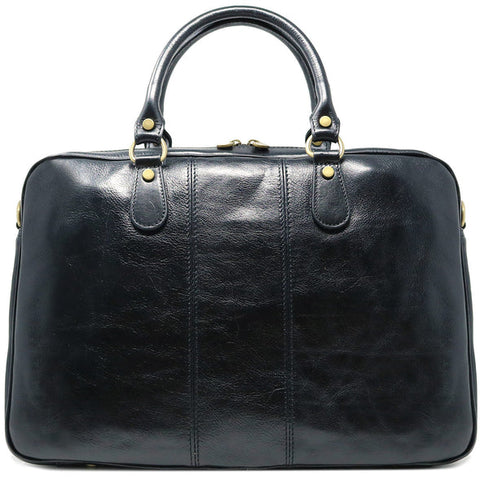 Floto Leather Venezia Slim Briefcase Laptop Bag Black